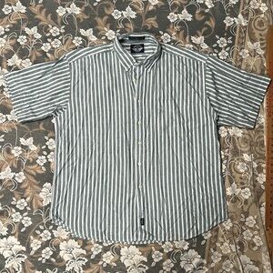 VTG 90's Dockers Shirt Mens XL Green Vertical Striped Button Down Casual